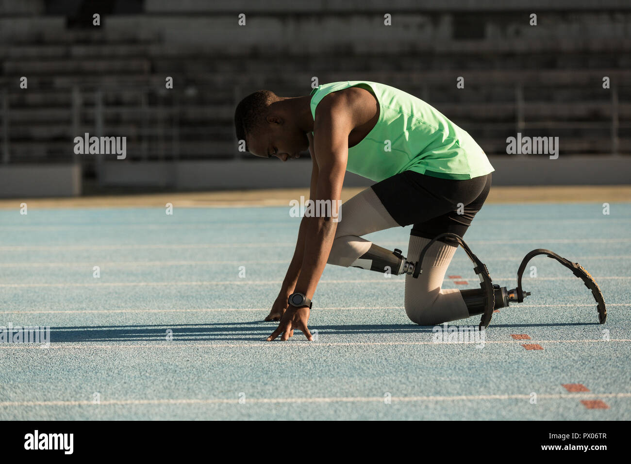 Disabled athletic getting ready for the race Stock Photo Alamy