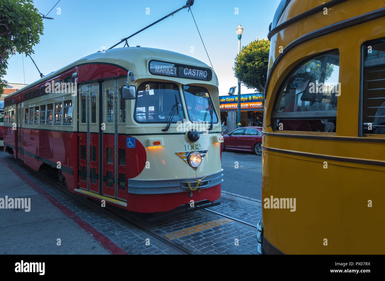 Trolley car at Fisherman's Wharf, San Francisco, California, United States Stock Photo Alamy