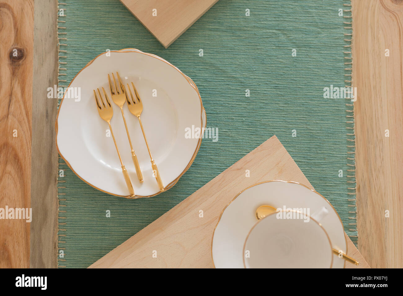 Cutlery on a place mat Stock Photo