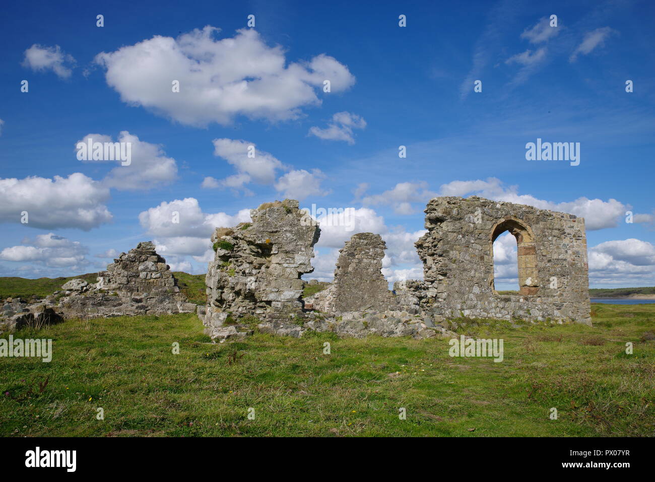St Dwynwen Church Ruin, Llanddwyn Island Stock Photo