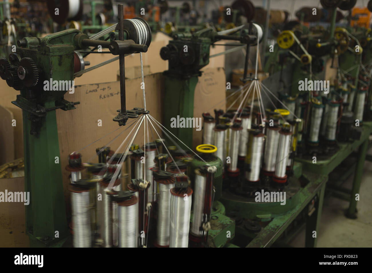 Thread roll in machine Stock Photo Alamy