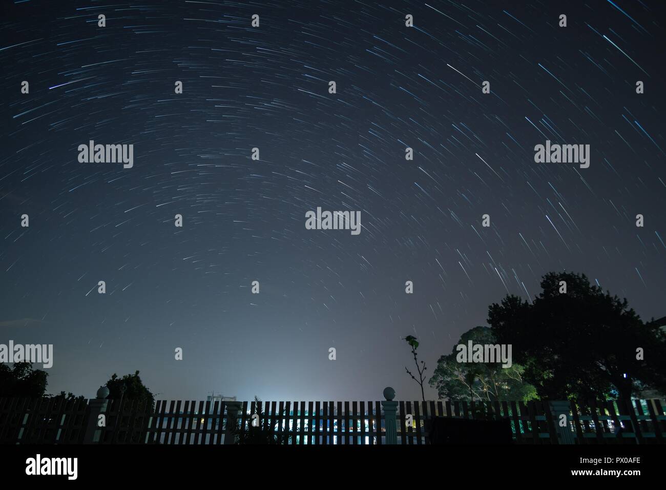 Star trails in the night sky Stock Photo - Alamy