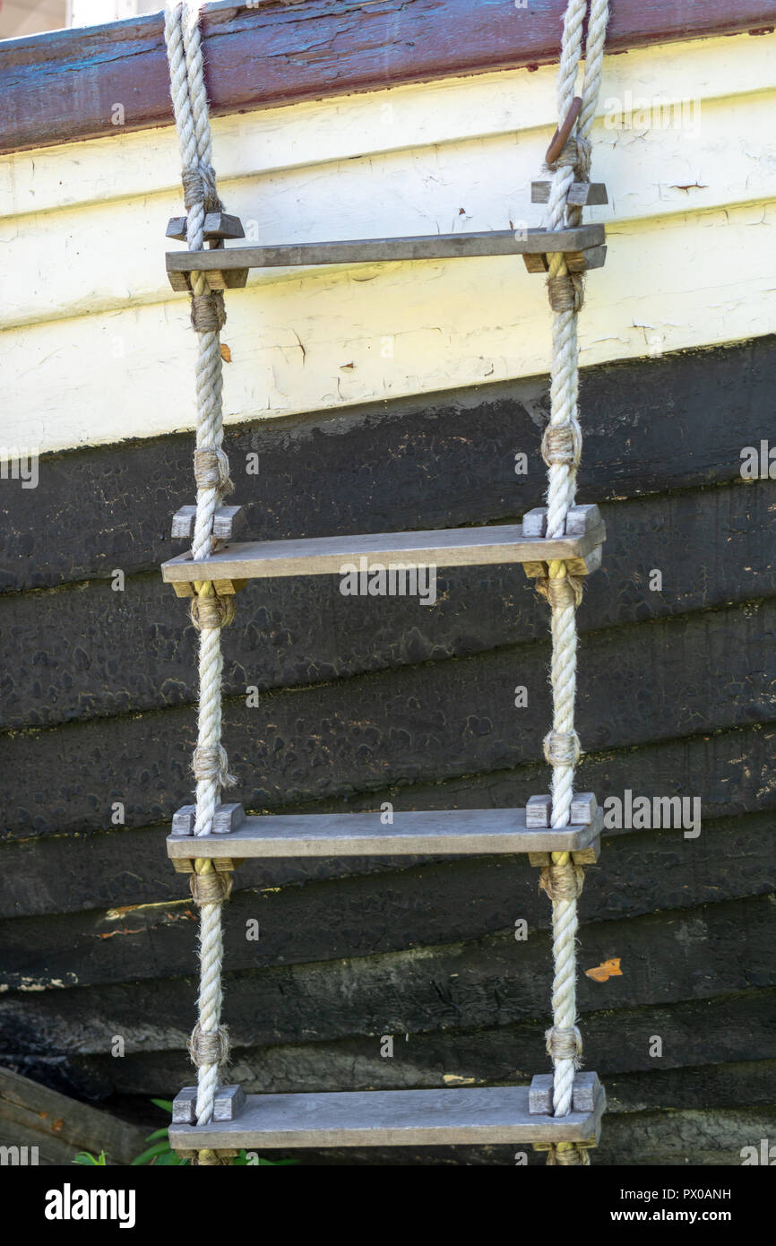 Rope ladder on board the ship Stock Photo Alamy
