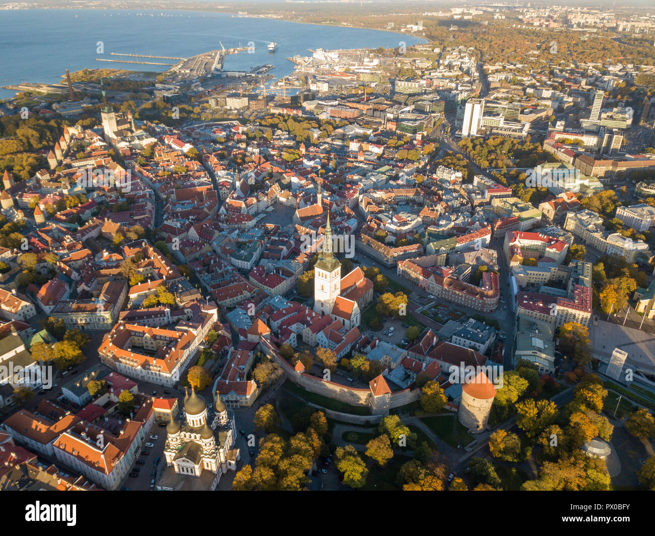 Aerial of city Tallinn, Estonia Stock Photo