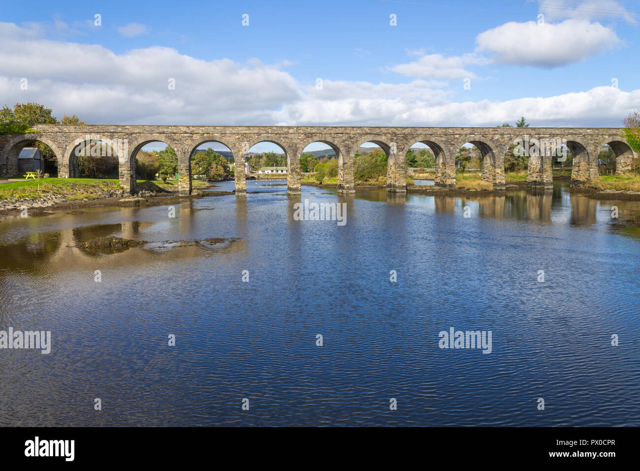 twelve arched or arch stone built bridge in ballydehob west cork ireland Stock Photo