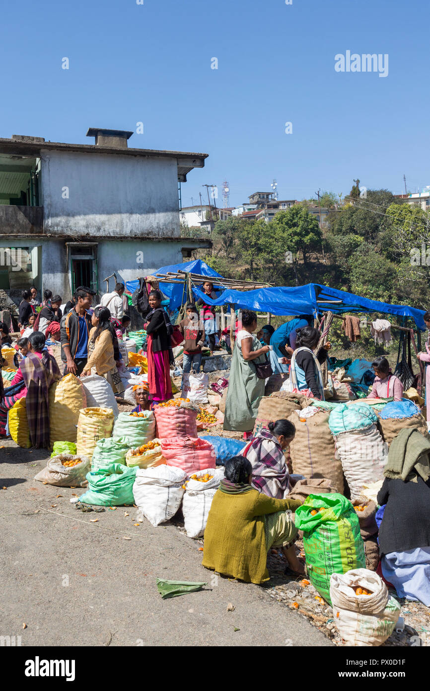 Outdoor market, Mawsynram, Meghalaya, India Stock Photo