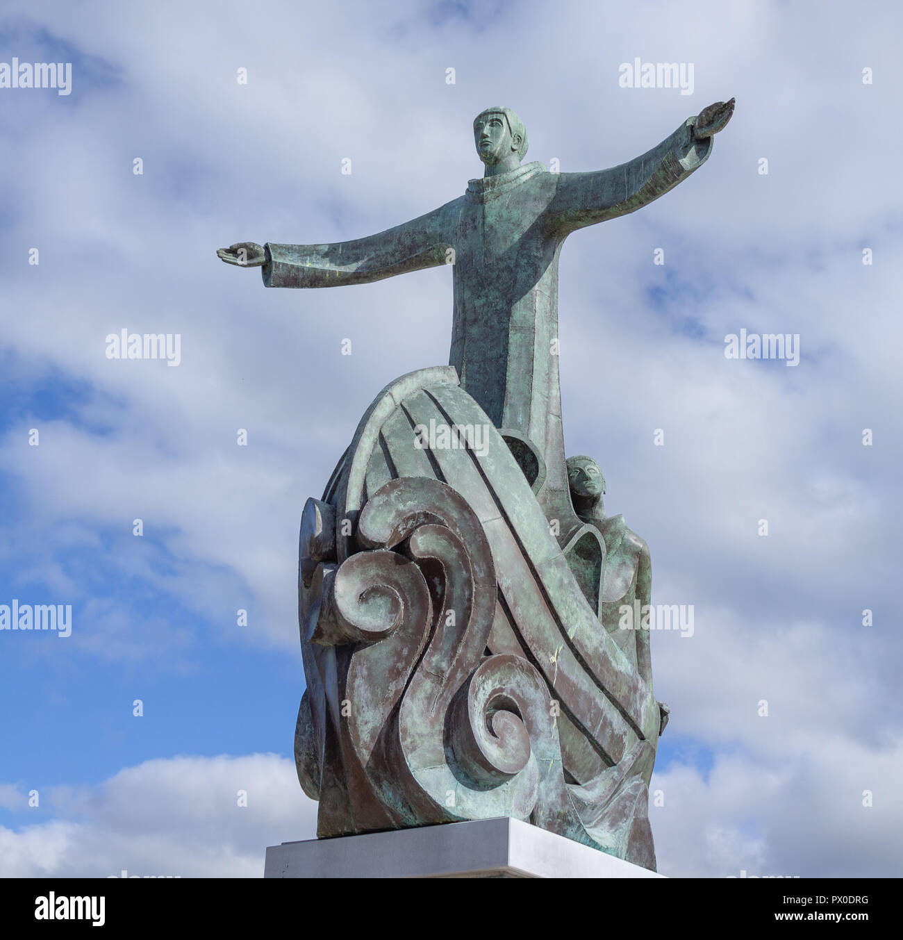 bronze statue of Saint Brendan The Navigator in wolf tone square bantry west cork ireland Stock Photo