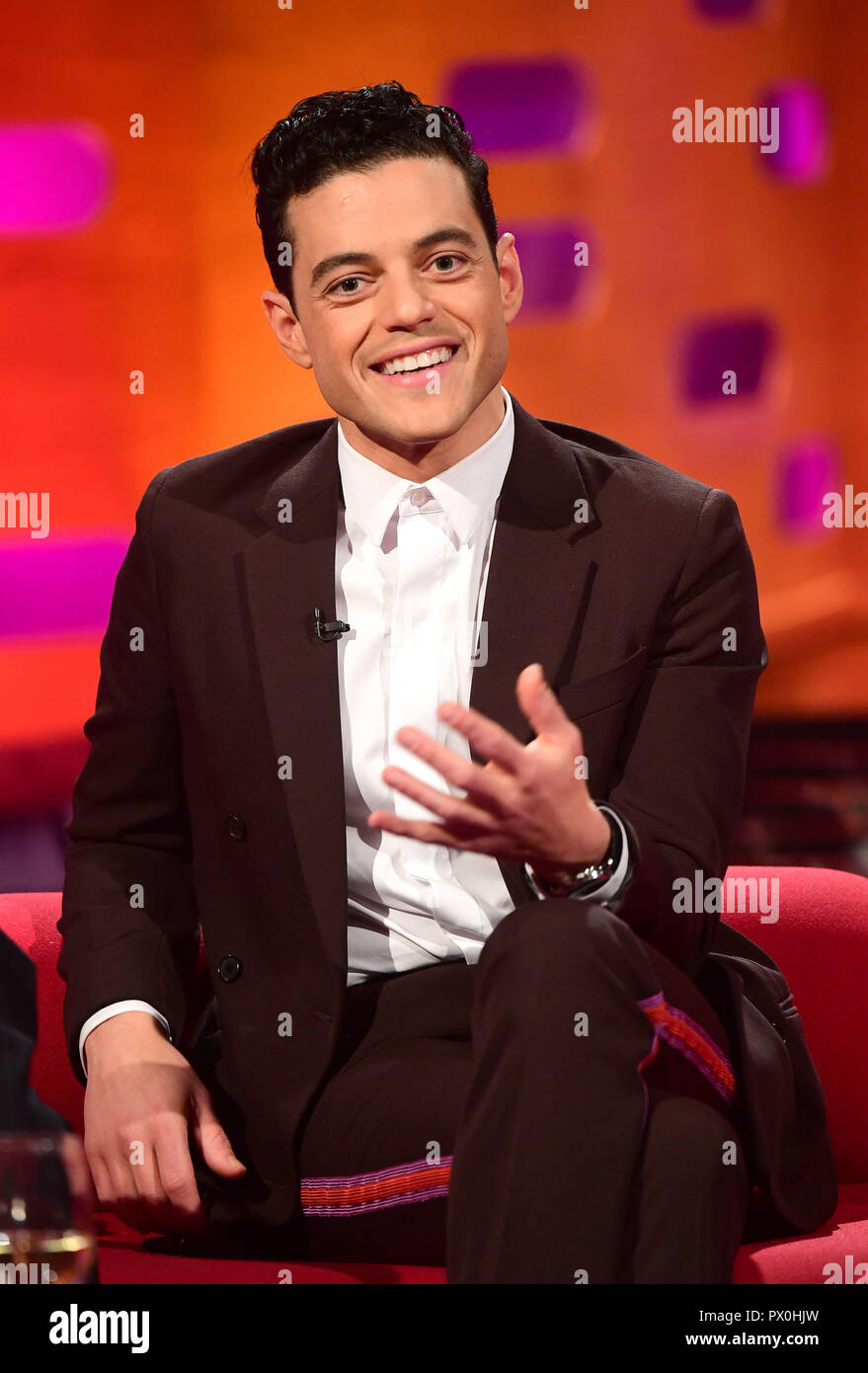 Rami Malek during filming for the Graham Norton Show at BBC Studioworks 6  Television Centre in London, to be aired on BBC One on Friday Stock Photo -  Alamy