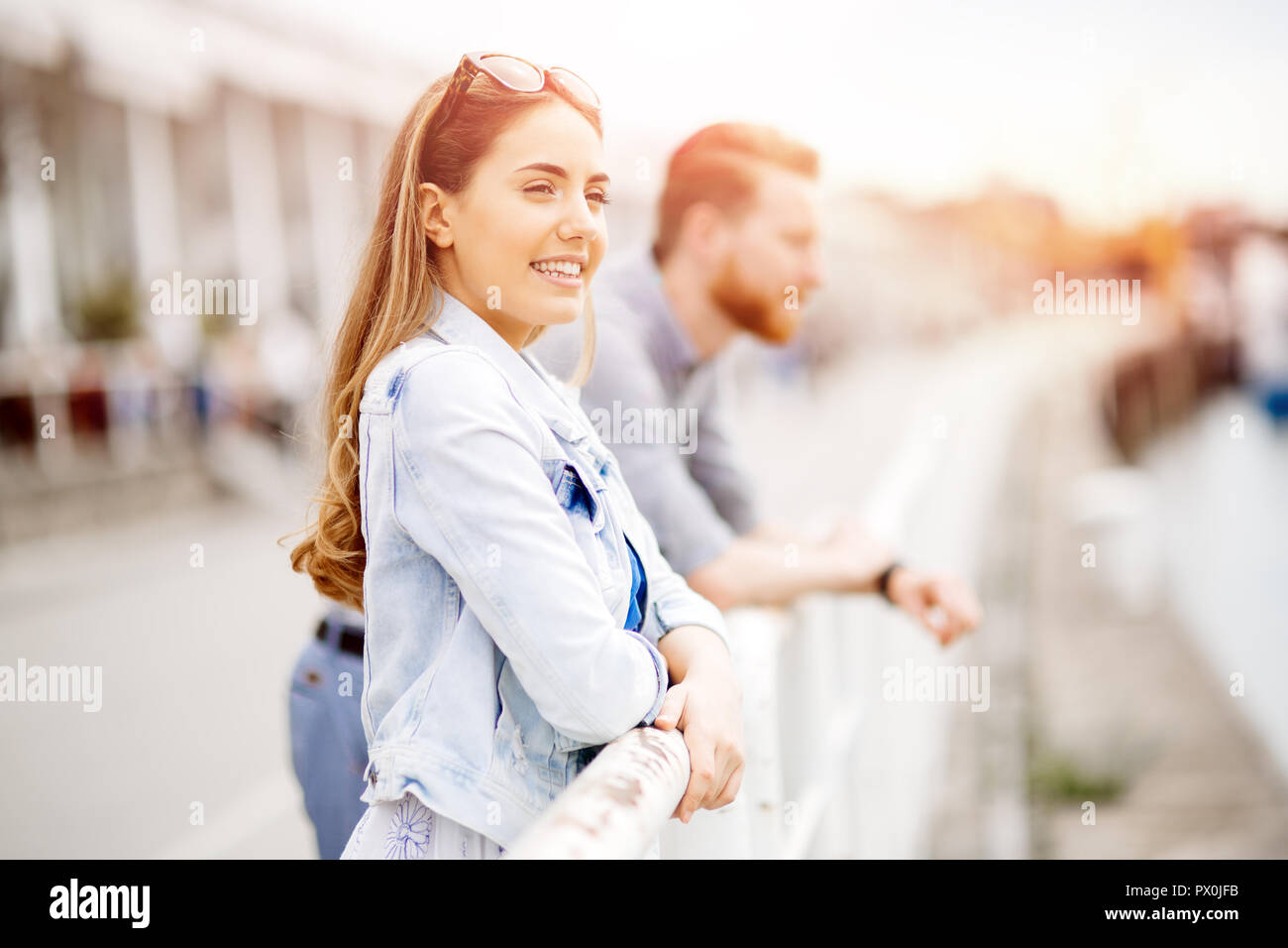 Beautiful woman waiting for his approach Stock Photo