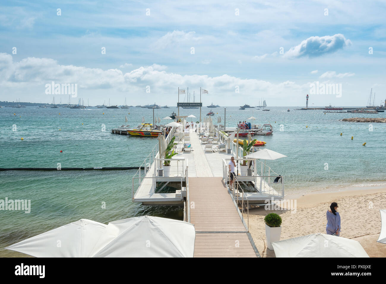 Cannes, France, September 15, 2018 The jetty belonging to the French