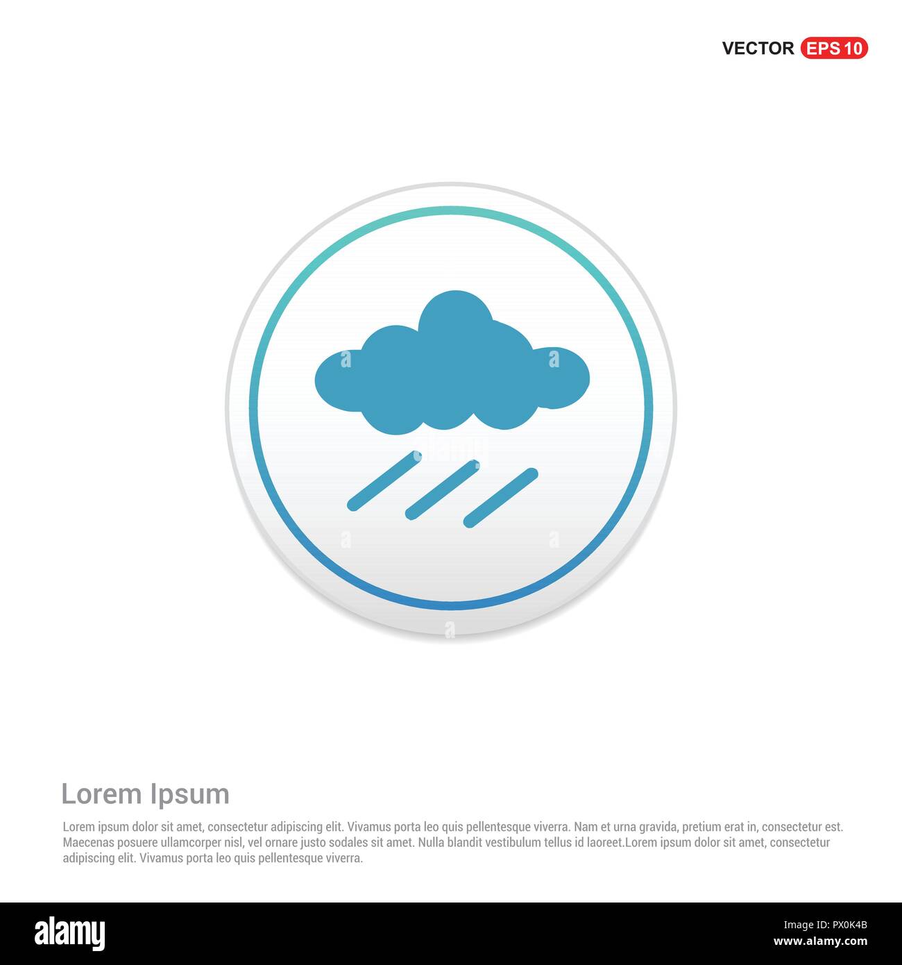 Rain Cloud Icon - white circle button Stock Vector Image & Art - Alamy
