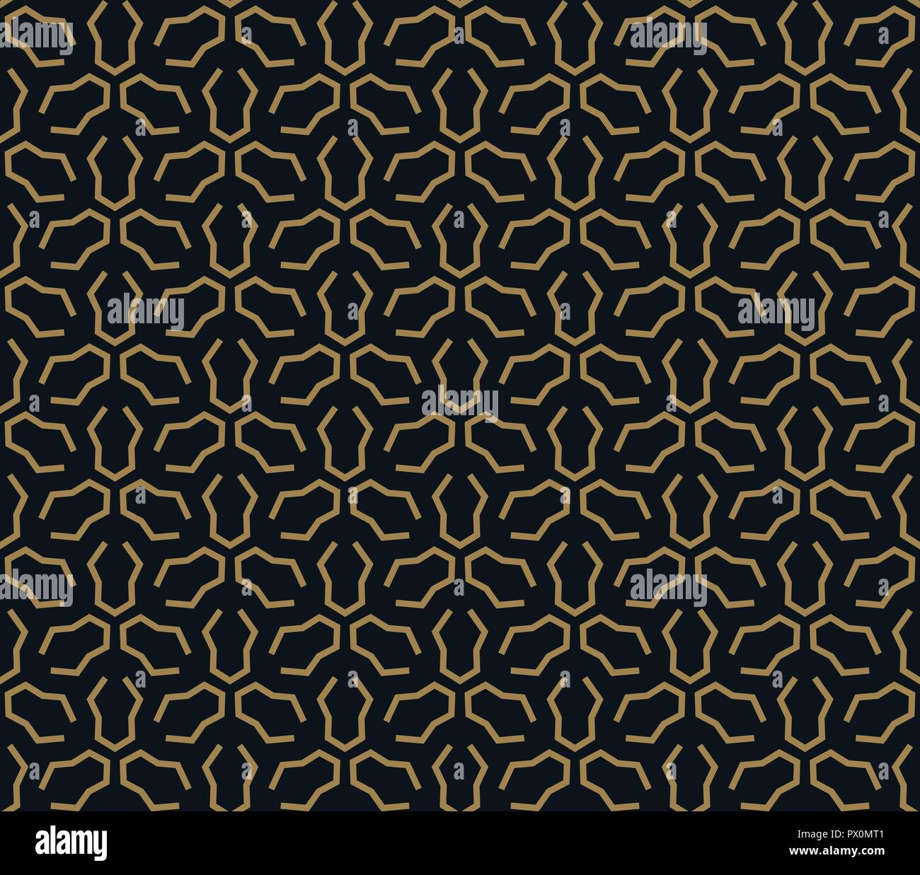 Seamless pattern of intersecting thin gold lines on black background ...