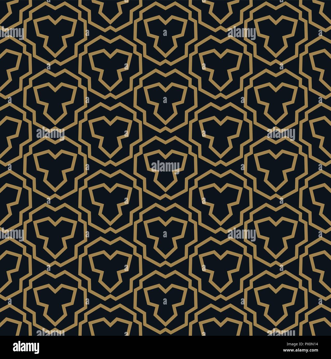 Seamless pattern of intersecting thin gold lines on black background ...