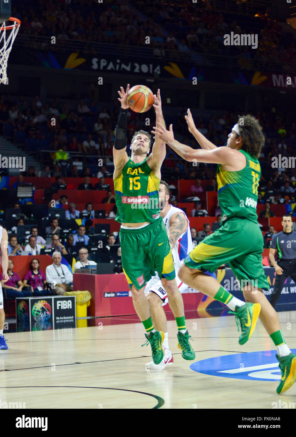 Tiago Splitter and Anderson Varejao. Brazil Basketball National Team. World Cup Spain 2014 Stock Photo