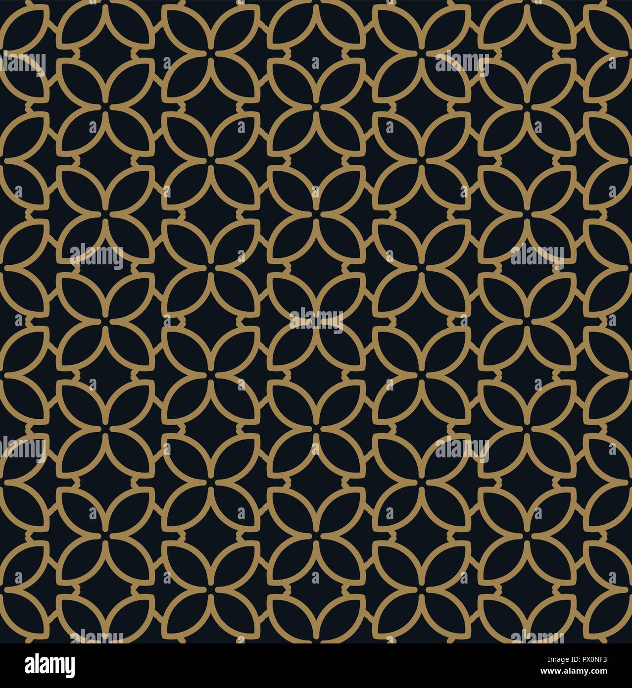 Seamless pattern of intersecting thin gold lines on black background ...