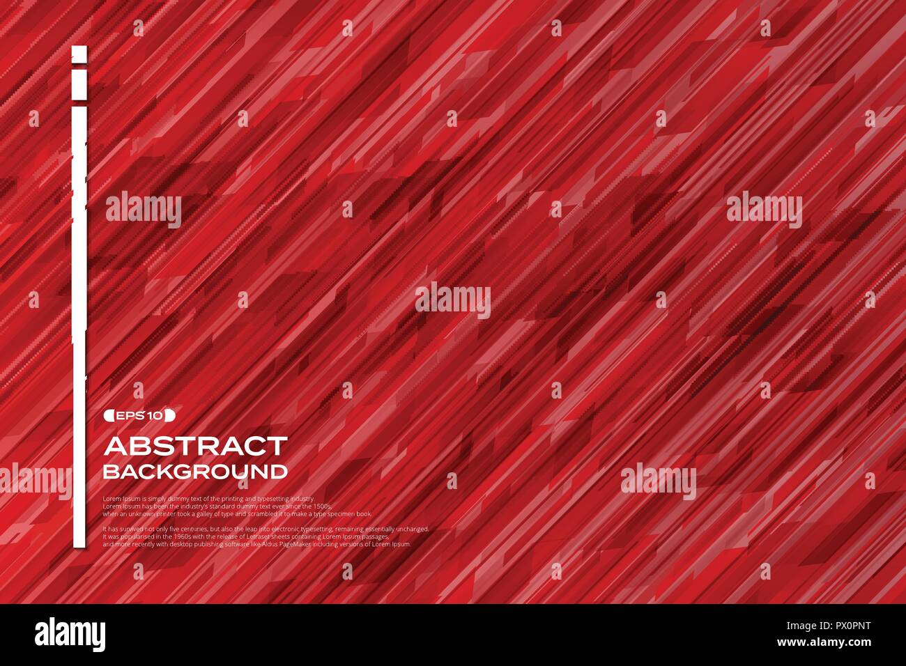 Gradient red futuristic strip line pattern background, vector eps10 Stock Vector