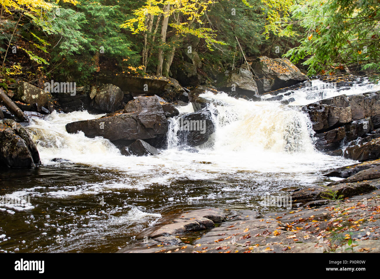 Austin Falls waterfall on the Sacandaga River in the Adirondack Mountains, NY USA. Stock Photo