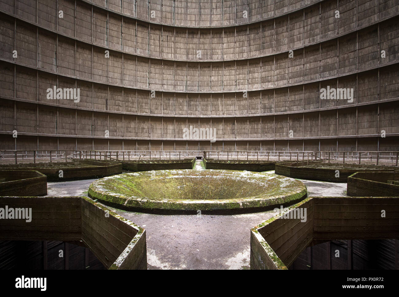 Interior view of an abandoned cooling tower in Belgium Stock Photo - Alamy