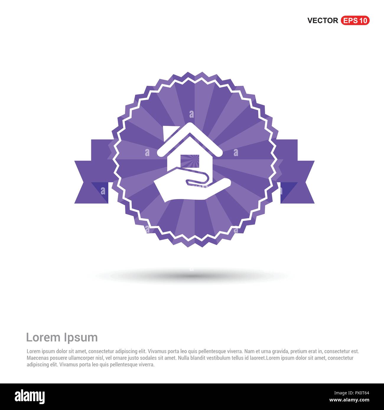 Home Insurance Icon - Purple Ribbon banner Stock Vector