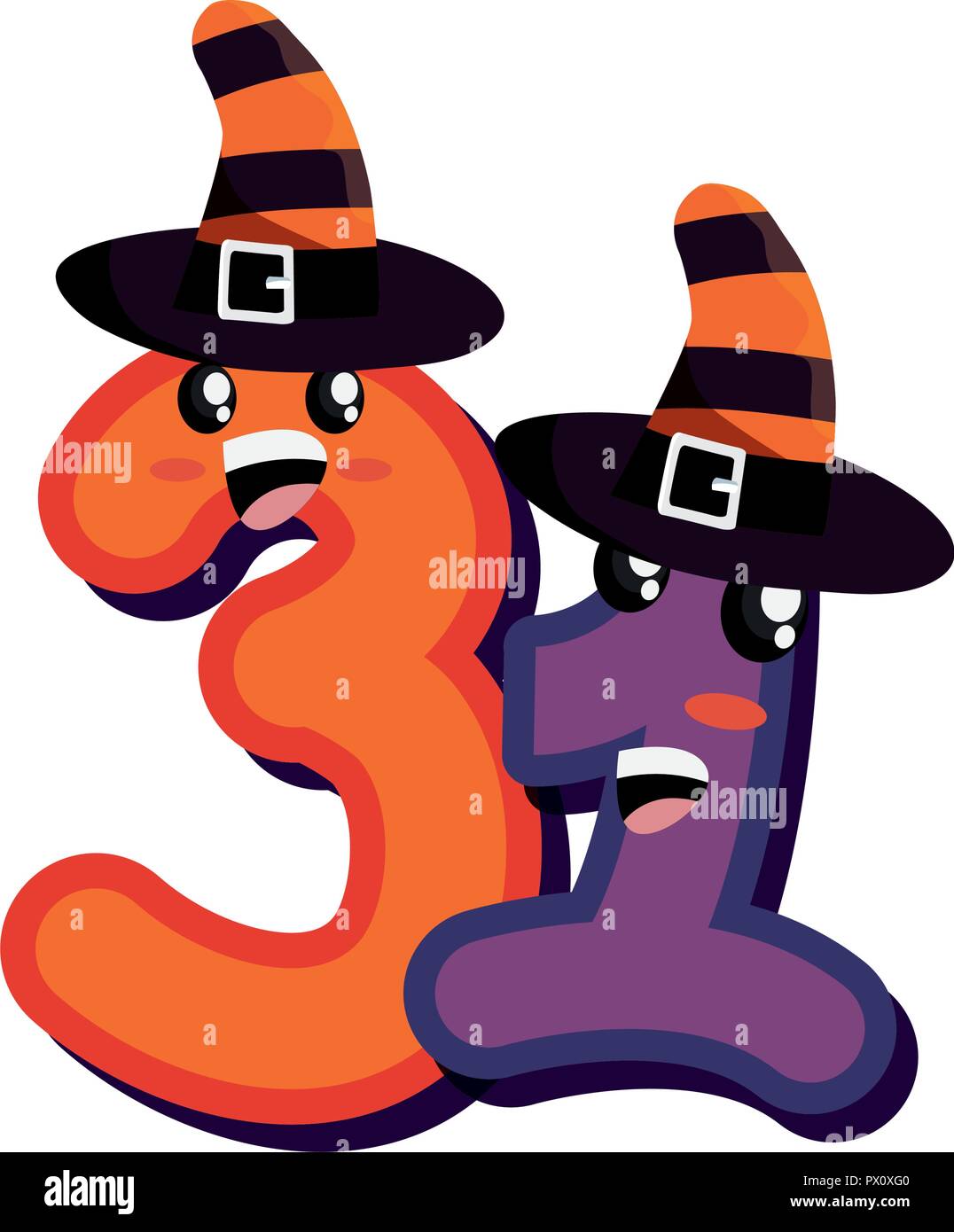 character number thirty one halloween costume vector illustration Stock