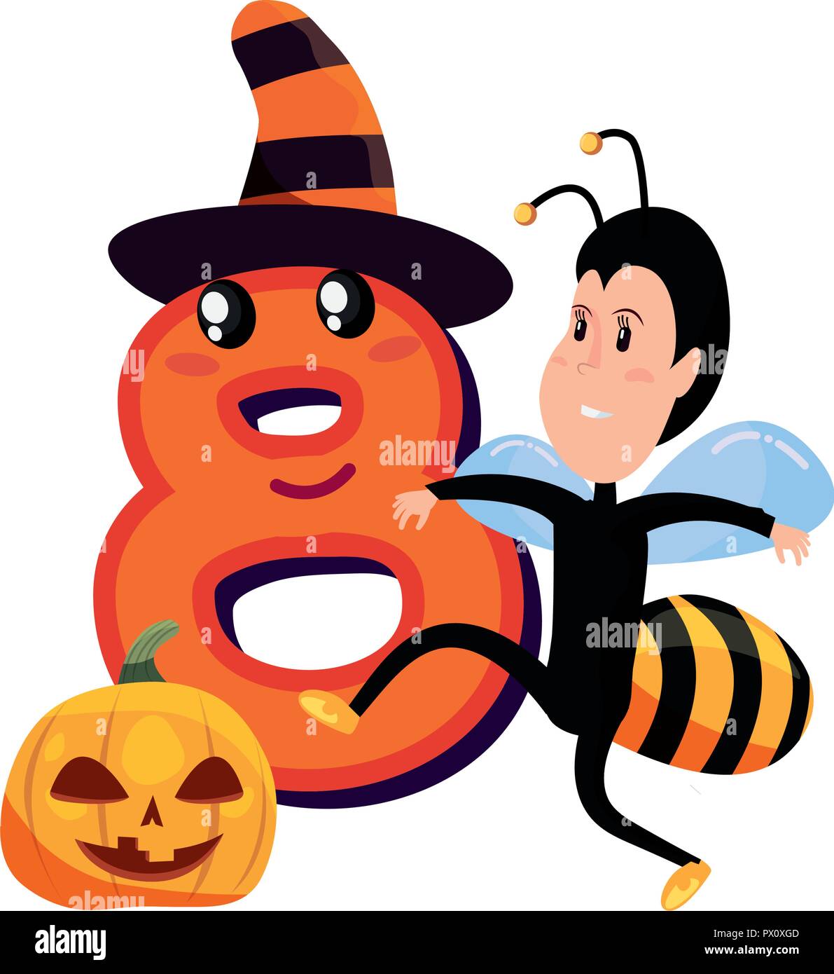 with costume and character number halloween vector illustration Stock Vector Image & Art Alamy