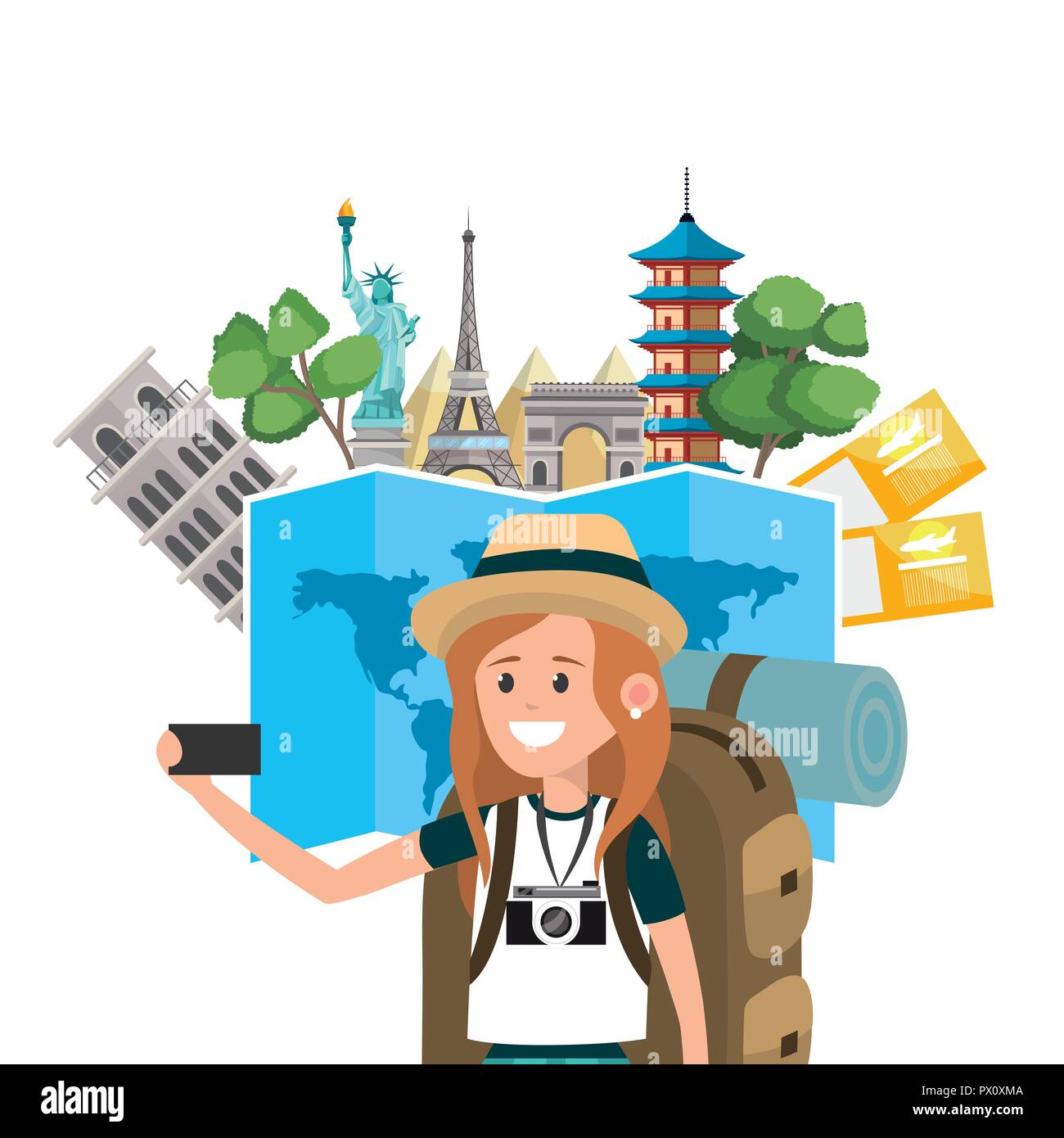 travel around the world cartoon