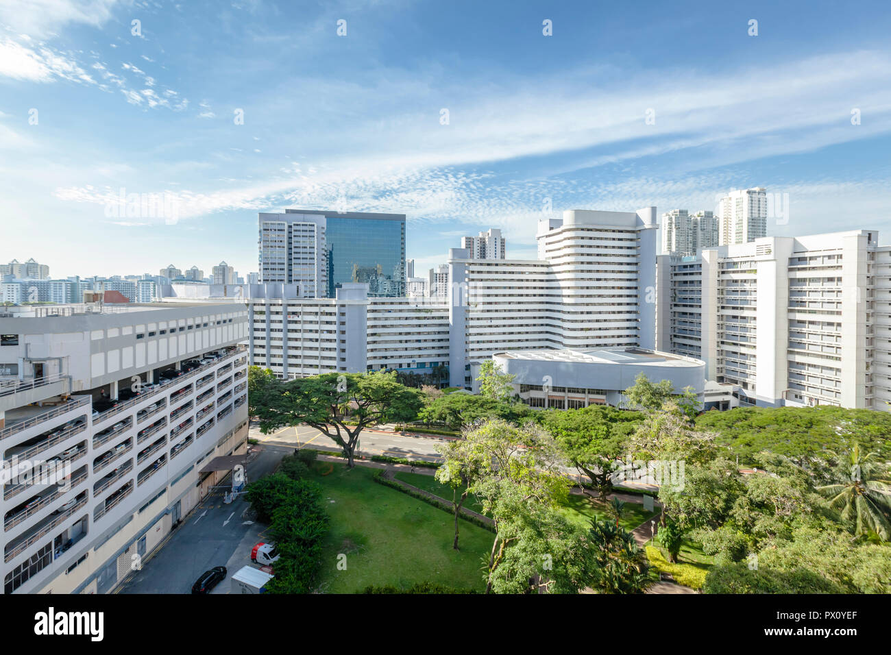 cityscape of public housing and commercial building at Beach Road Singapore Stock Photo