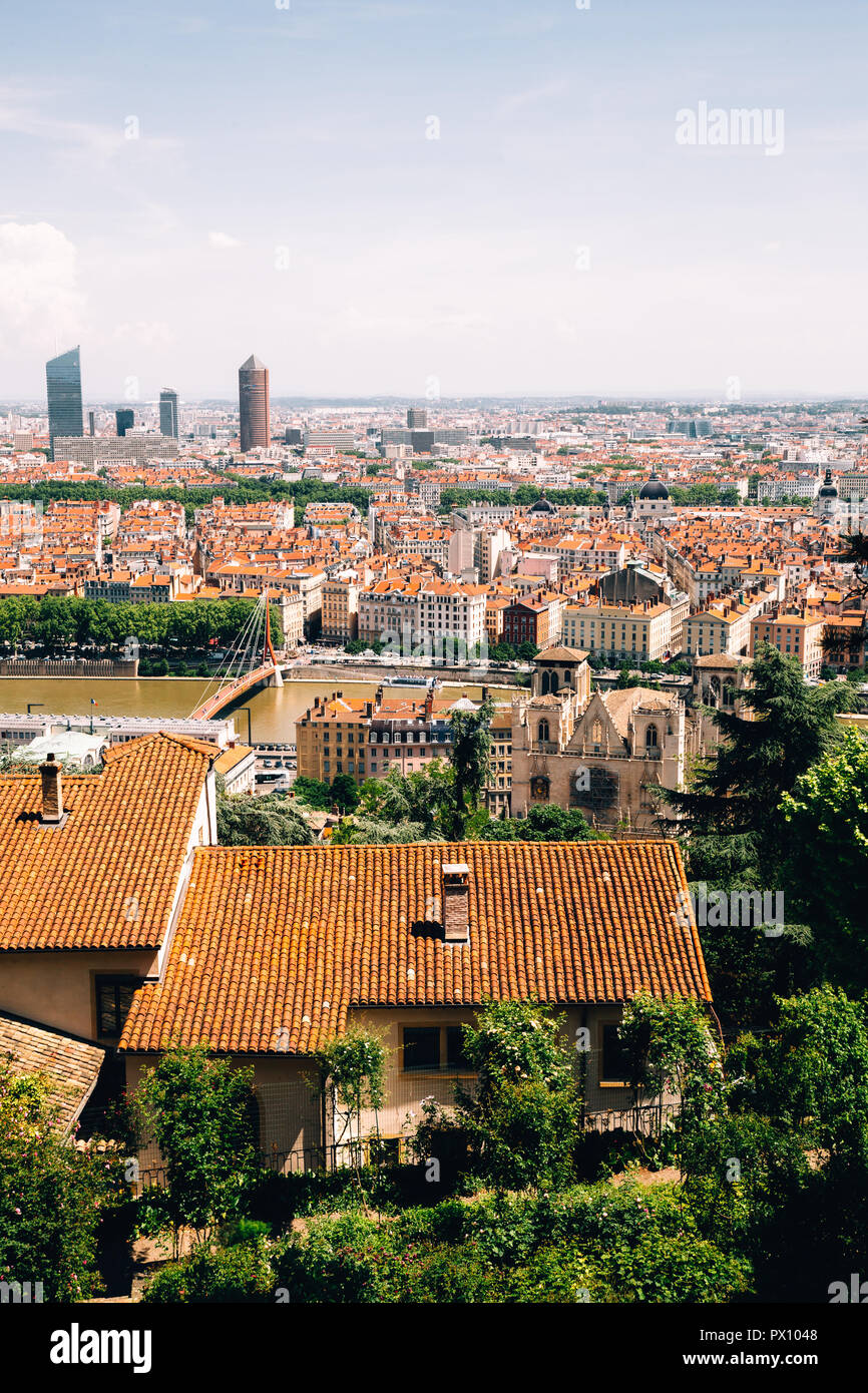 Bird's-eye panoramic view above Lyon, France, 2018 Stock Photo - Alamy