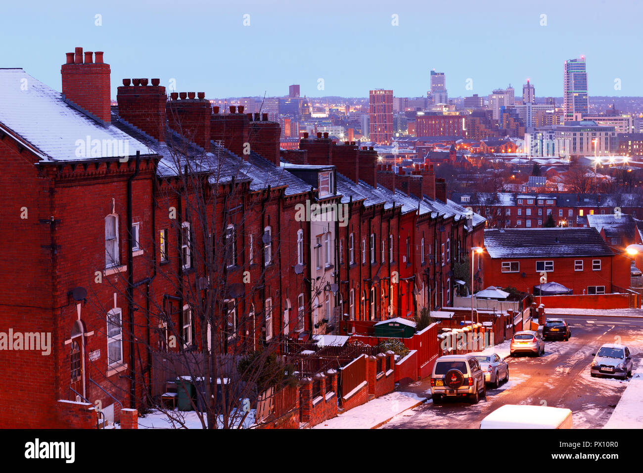 Leeds old and new skyline , viewed from Beeston Hill Stock Photo Alamy