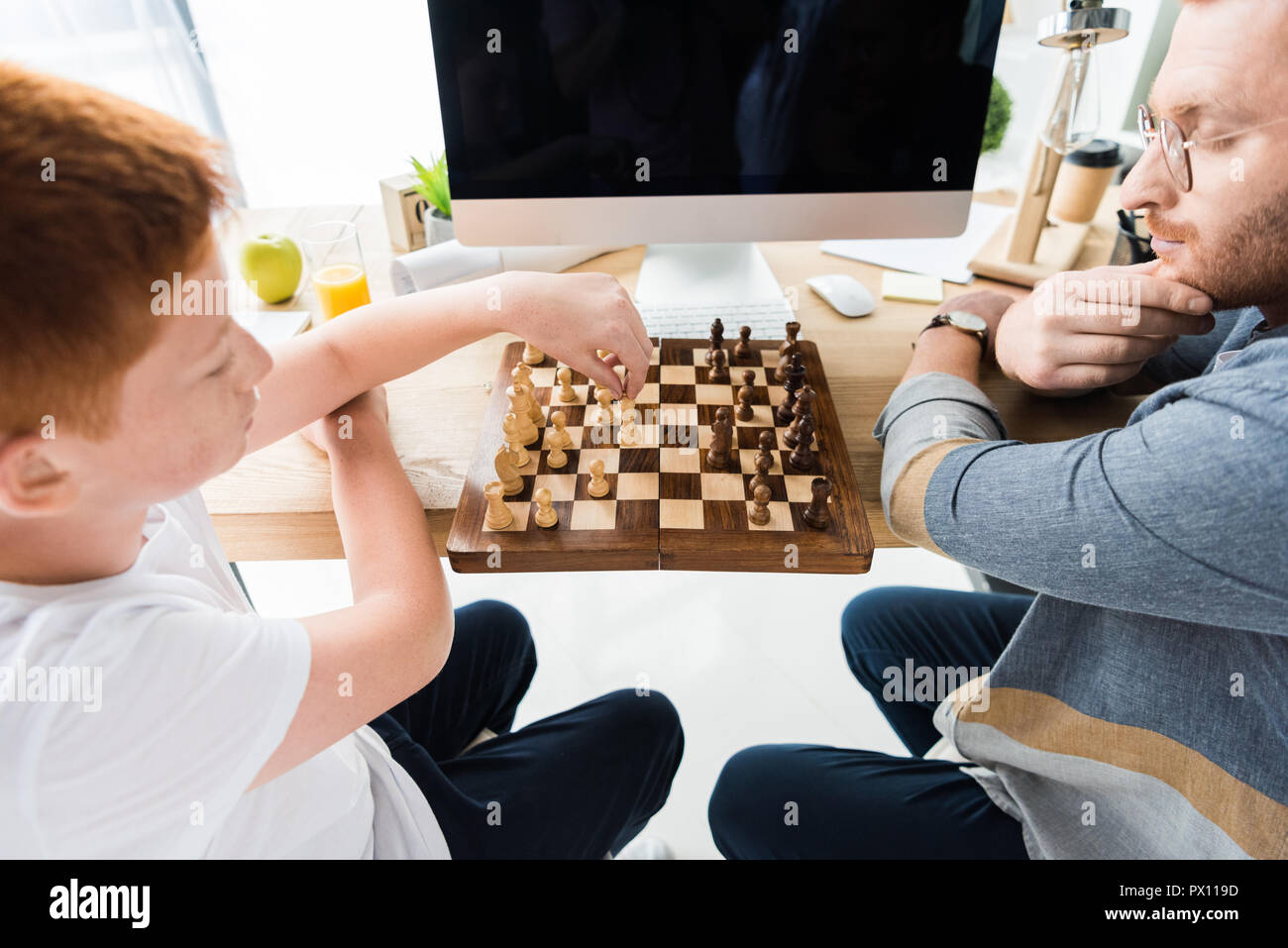 Playing Chess Against Computer Stock Illustration 337164917