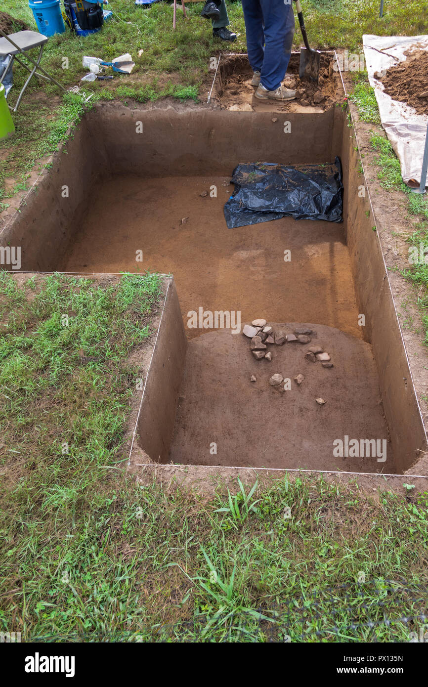 LIMESTONE, TN, USA-9/29/18: An archeological dig at the David Crockett Birthplace State Park. Stock Photo