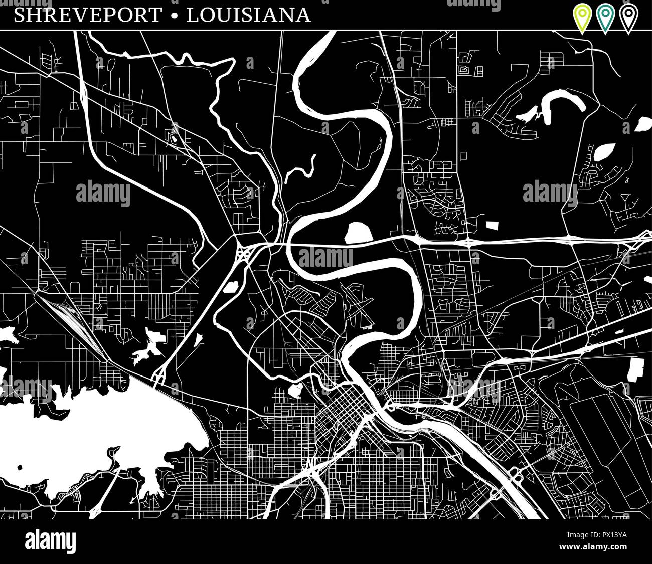 louisiana road map Stock Vector Image & Art - Alamy