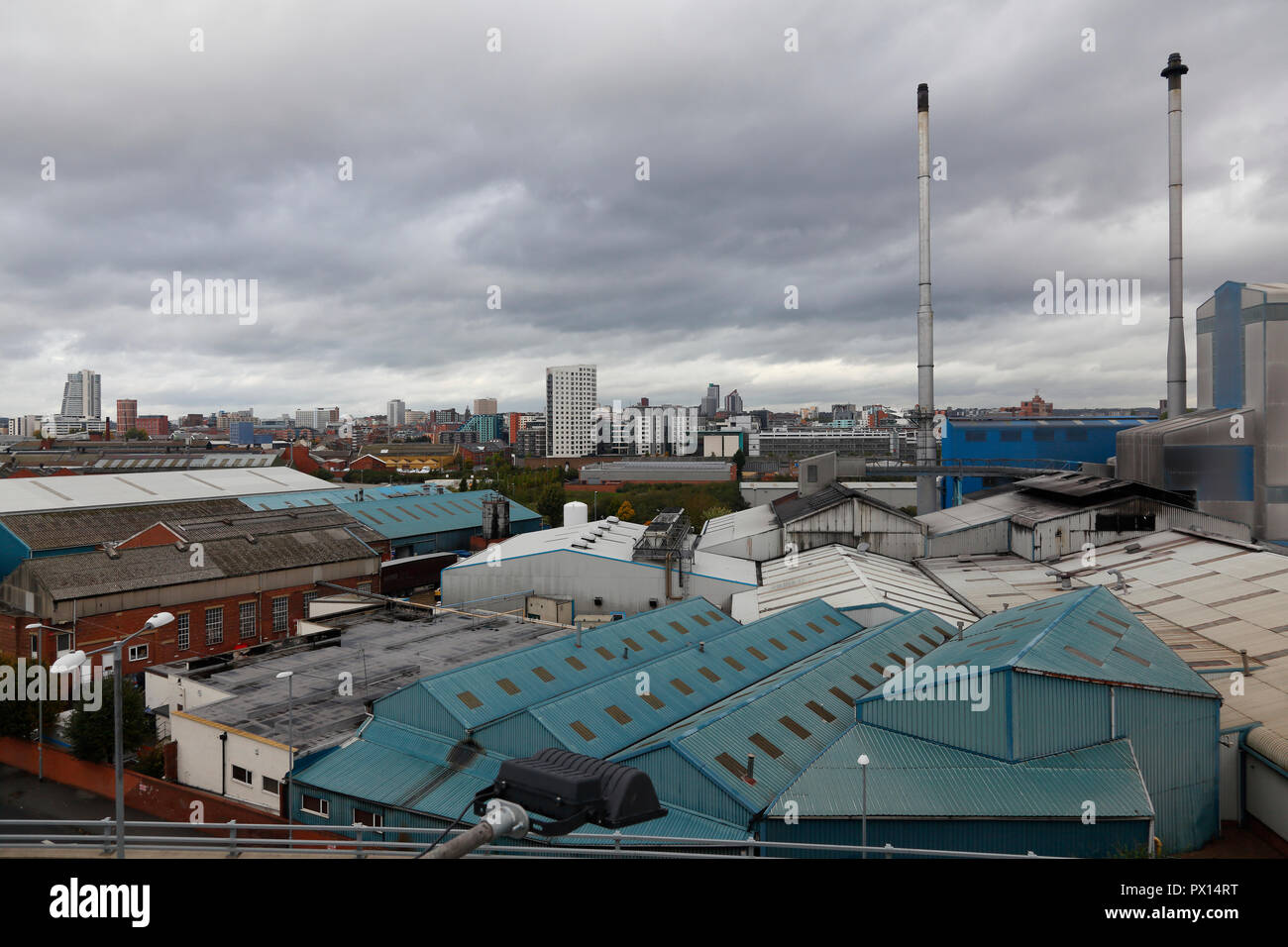 Looking over Allied Glass Containers towards Leeds City Centre Stock