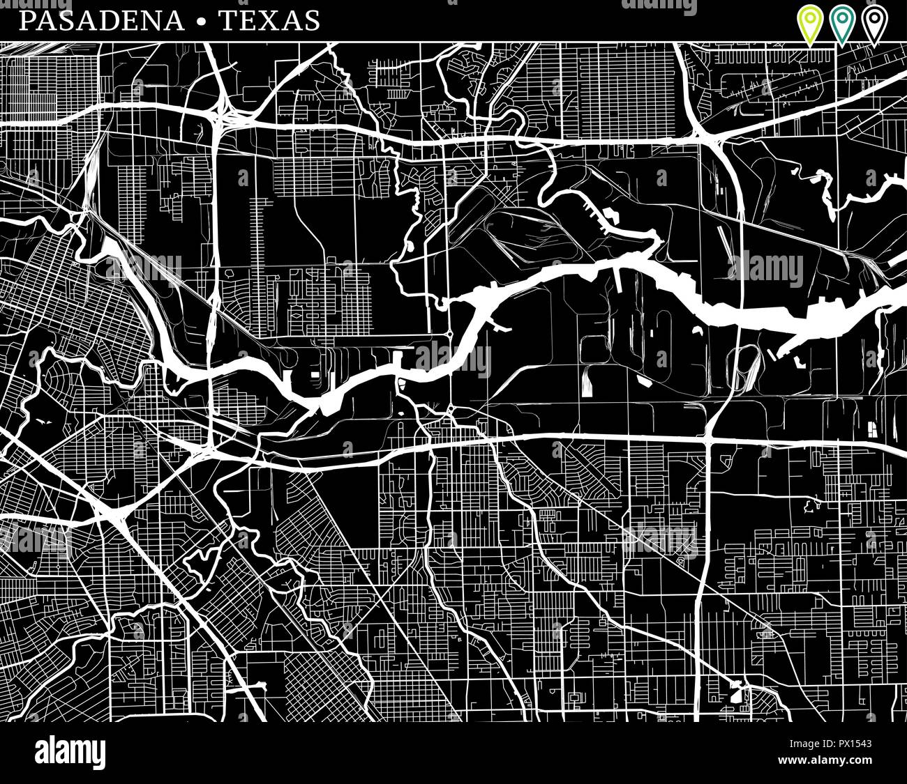 pasadena black and white map