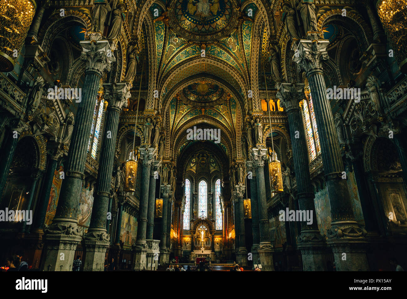 Basilica of Notre-Dame de Fourvière, Church, Lyon, France, 2018 Stock Photo