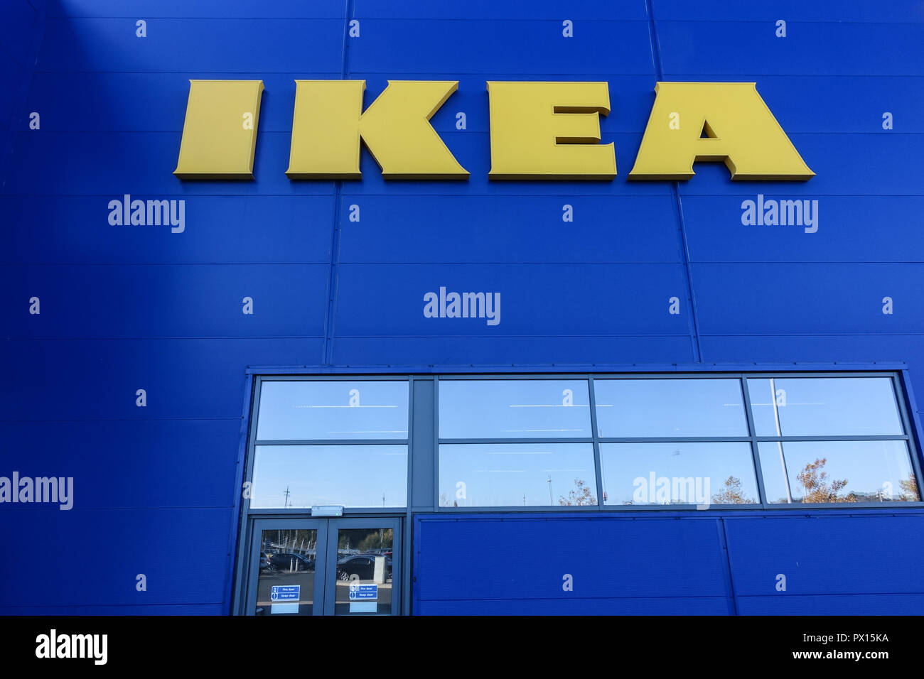 The colourful blue and yellow entrance building synonymous with the Ikea  retail brand Stock Photo - Alamy