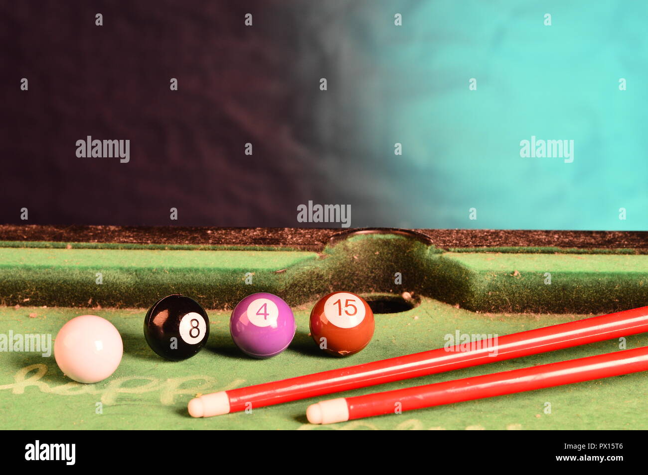 Billiard table, the game ready to start Stock Photo Alamy