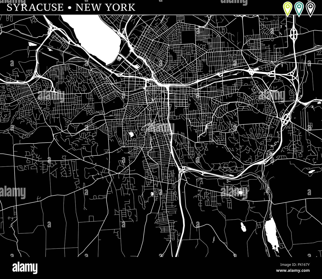 simple map of new york black and white Simple Map Of Syracuse New York Usa Black And White Version For simple map of new york black and white