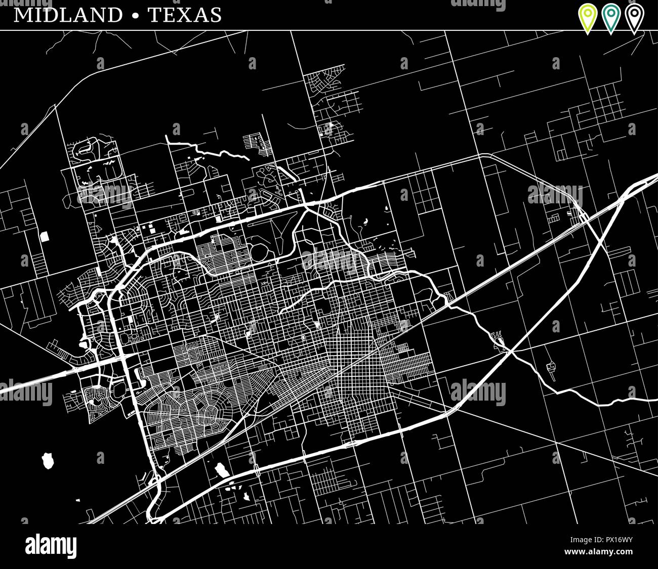 Map of midland hi-res stock photography and images - Alamy