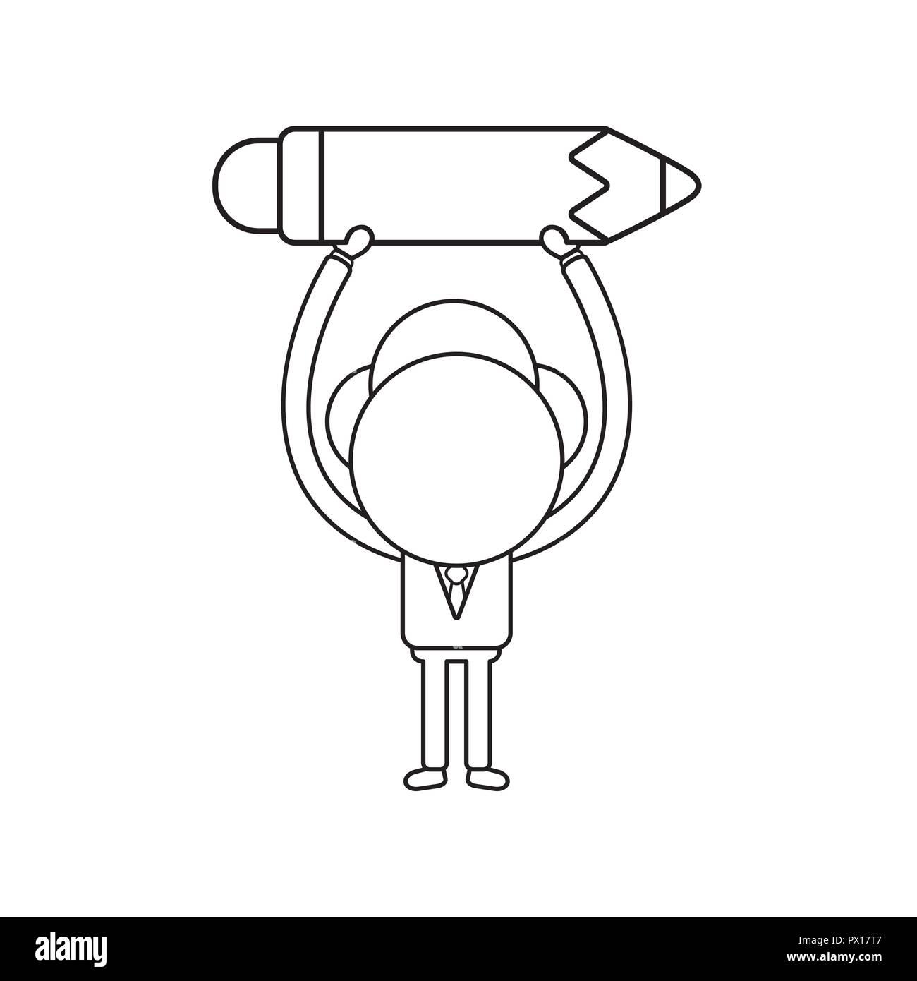Vector illustration concept of businessman character holding up pencil ...