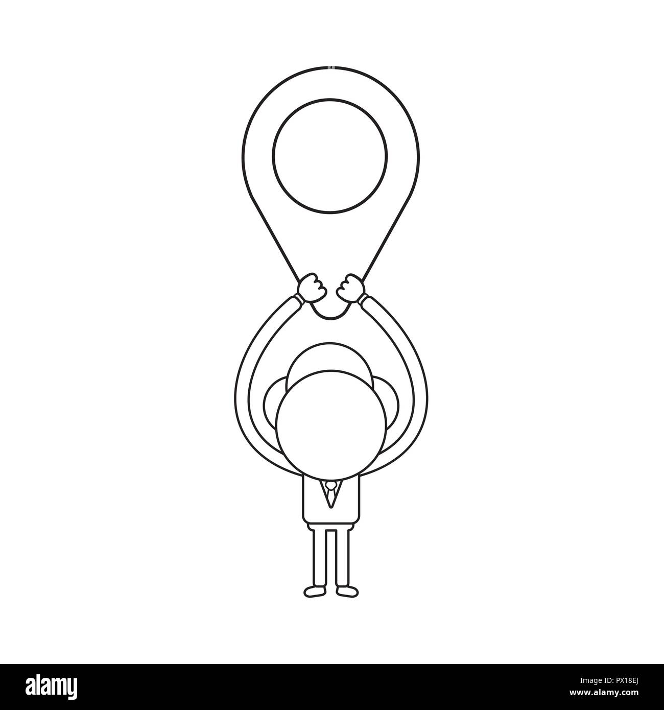 Vector illustration concept of businessman character holding up map ...