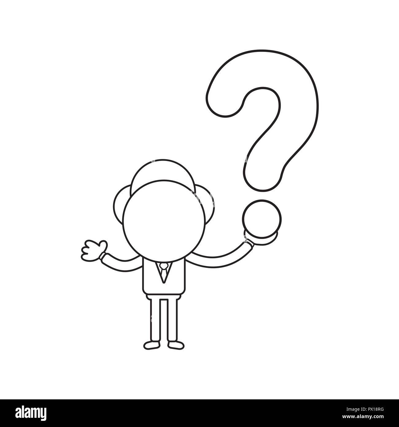 Vector illustration concept of businessman character holding question ...