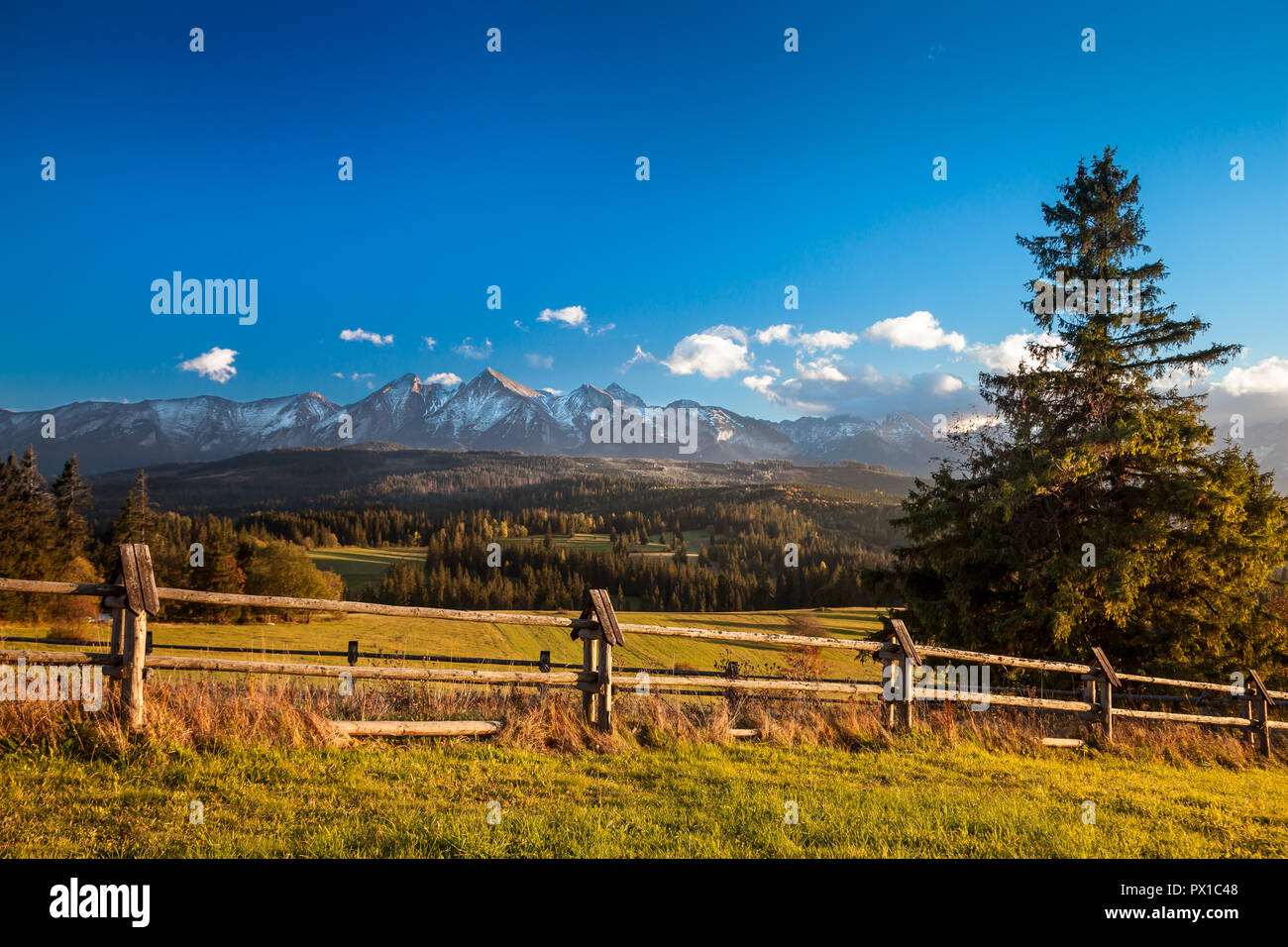 Scenic Tatra Mountains close up from village located in Pieniny region, Poland Stock Photo