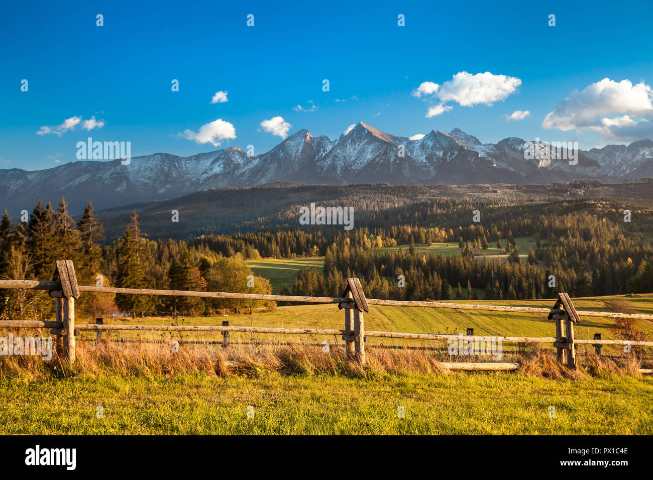 Scenic Tatra Mountains close up from village located in Pieniny region, Poland Stock Photo