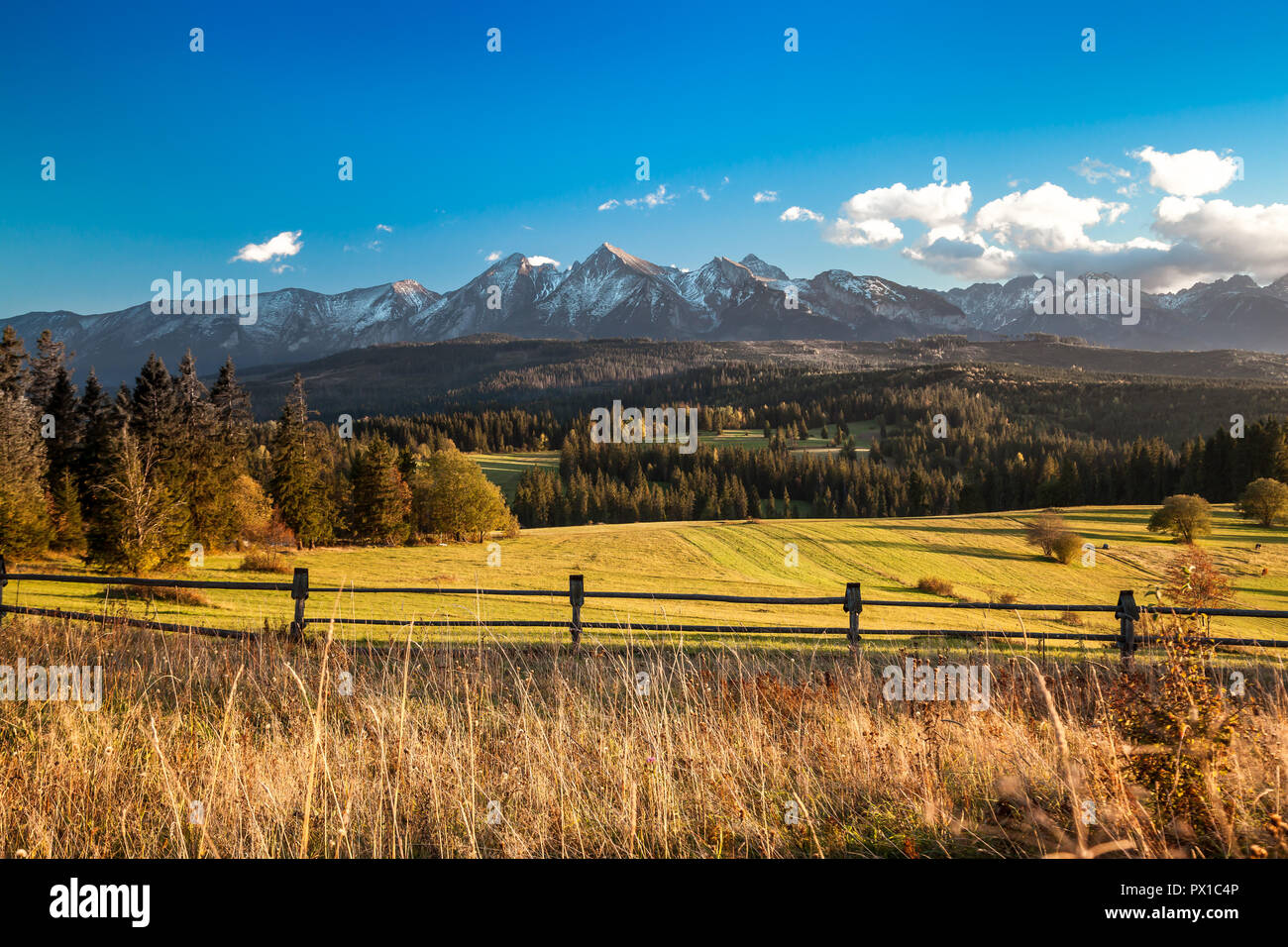 Scenic Tatra Mountains close up from village located in Pieniny region, Poland Stock Photo