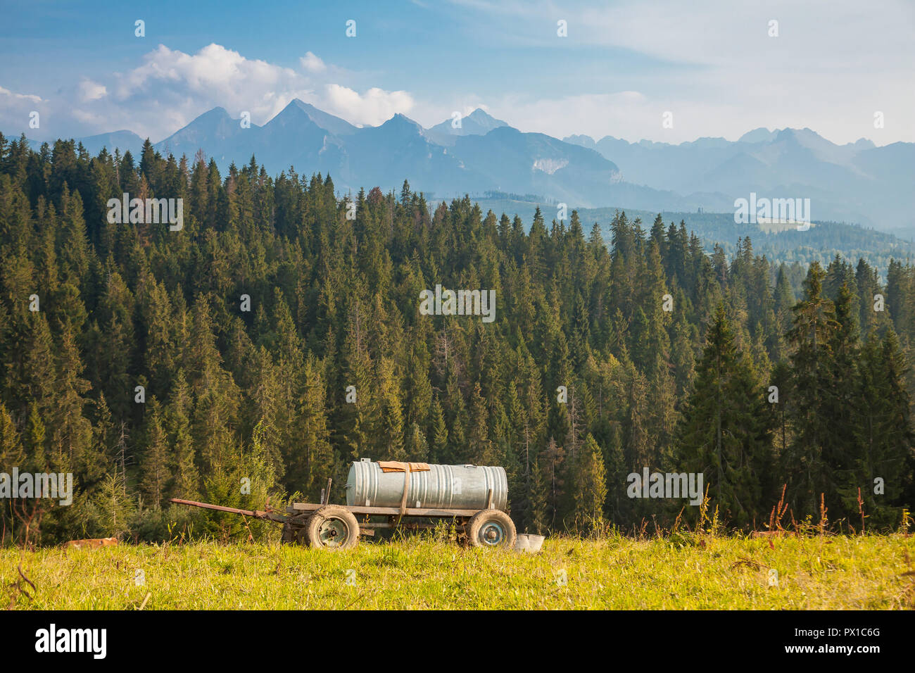 Worth of discover typical view Pieniny region over tatras mountain background Stock Photo