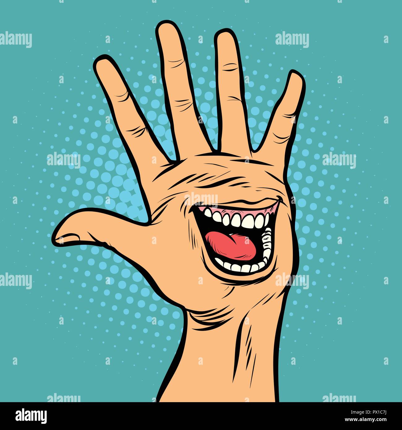 smile joy emotion hi five hand gesture Stock Vector