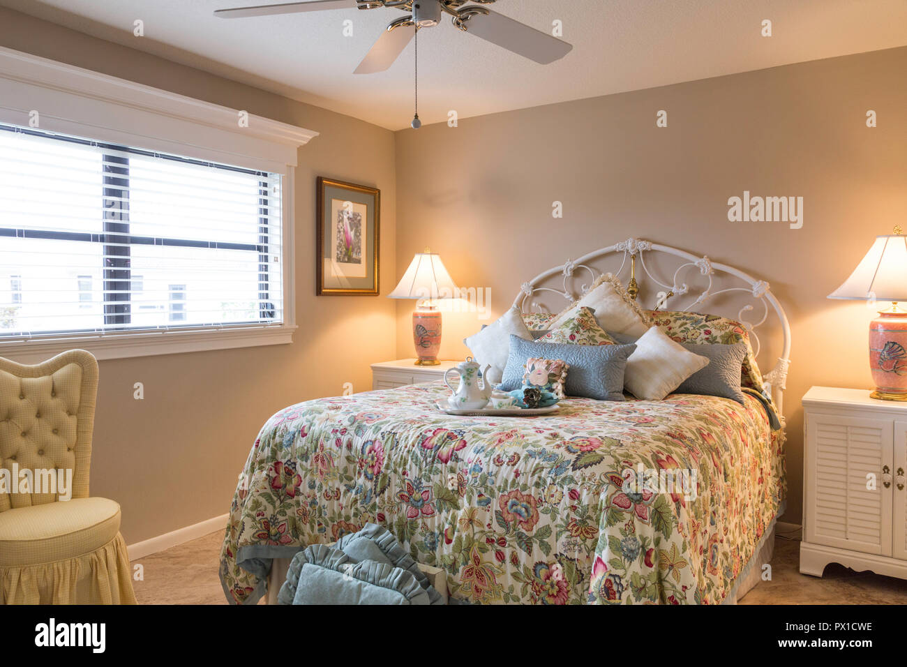 Designer Bedroom Upscale Home Florida Usa Stock Photo