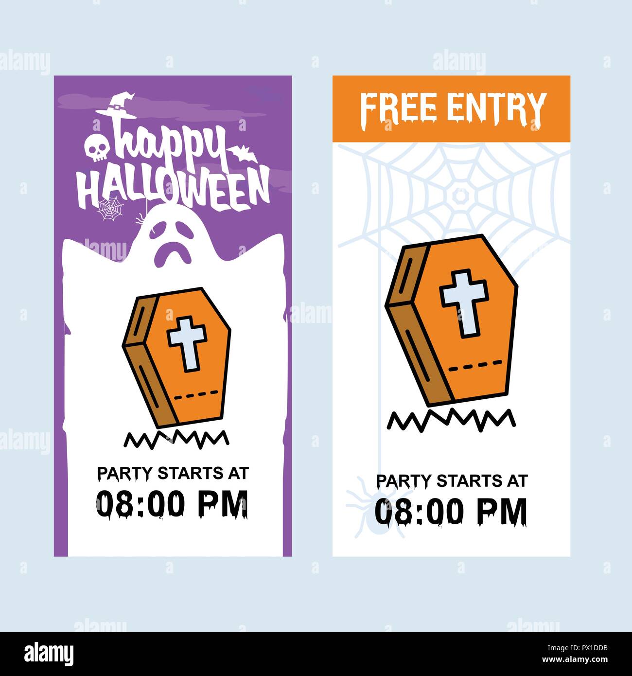 Happy Halloween invitation design with coffins vector Stock Vector ...