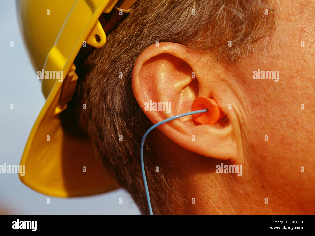 Construction Worker Wearing Safety Equipment, USA Stock Photo